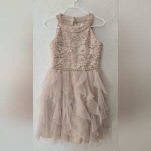 Speechless Kids Lace Dress in Cream and Gold